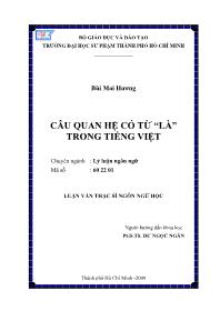 Luận văn Câu quan hệ có từ“là” trong tiếng việt