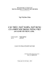 Luận văn Cấu trúc, ngữ nghĩa, ngữ dụng của phép nối trong tiếng Việt (so sánh với tiếng Anh)