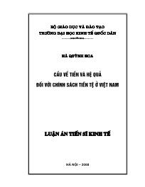 Luận văn Cầu về tiền và hệ quả đối với chính sách tiền tệ ở Việt Nam