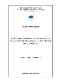 Luận văn Chiến lược marketing cho dịch vụ thanh toán quốc tế tại ngân hàng Sài Gòn Thương Tín - Sacombank