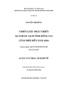 Luận văn Chiến lược phát triển ngành du lịch tỉnh Đồng Nai (tầm nhìn đến năm 2020)