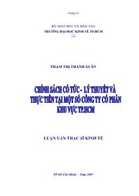 Luận văn Chính sách cổ tức - Lý thuyết và thực tiễn tại một số công ty cổ phần khu vực thành phố Hồ Chí Minh