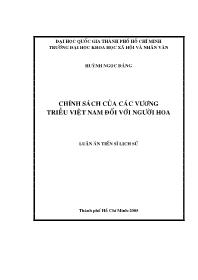 Luận văn Chính sách của các vương triều Việt Nam đối với người Hoa
