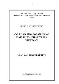 Luận văn Cổ phần hóa ngân hàng đầu tư và phát triển Việt Nam