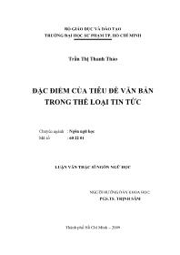 Luận văn Đặc điểm của tiêu đề văn bản trong thể loại tin tức
