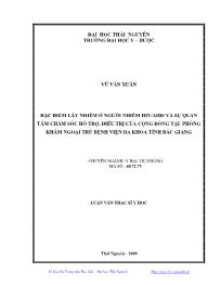 Luận văn Đặc điểm lây nhiễm ở người nhiễm hiv/aids và sự quan tâm chăm sóc hỗ trợ, điều trị của cộng đồng tại phõng khám ngoại trö bệnh viện đa khoa tỉnh Bắc Giang