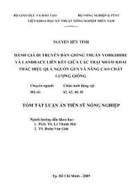 Luận văn Đánh giá di truyền đàn giống thuần yorkshire và landrace liên kết giữa các trại nhằm khai thác hiệu quả nguồn gen và nâng cao chất lượnggiống