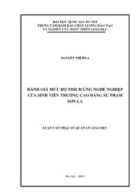 Luận văn Đánh giá mức độ thích ứng nghề nghiệp của sinh viên trường cao đẳng sư phạm Sơn La