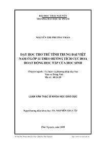 Luận văn Dạy học thơ trữ tình trung đại Việt Nam ở lớp 11 theo hướng tích cực hoá hoạt động học tập của học sinh