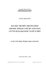 Luận văn Dạy học tri thức phương pháp cho học sinh qua chủ đề 