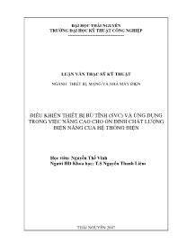 Luận văn Điều khiển thiết bị bù tĩnh (svc) và ứng dụng trong việc nâng cao cho ổn định chất lượng điện năng của hệ thống điện
