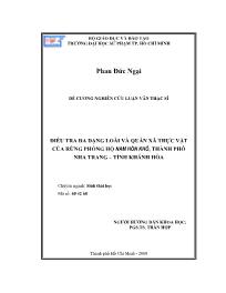 Luận văn Điều tra đa dạng loài và quần xã thực vật của rừng phòng hộ Nam Hòn Khô, thành phố Nha Trang – tỉnh Khánh Hòa