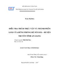 Luận văn Điều tra thảm thực vật và thành phần loài của rừng phòng hộ Núi Dài – huyện Tri Tôn tỉnh An Giang