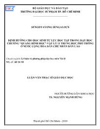 Luận văn Định hướng cho học sinh tự lực học tập trong dạy học chương “quang hình học”-Vật lý 11 trung học phổ thông ở nước cộng hòa dân chủ nhân dân Lào