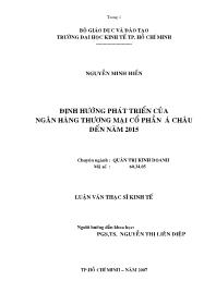 Luận văn Định hướng phát triển của ngân hàng thương mại cổ phần á châu đến năm 2015