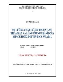 Luận văn Đo lường chất lượng dịch vụ, sự thỏa mãn và lòng trung thành của khách hàng đối với dịch vụ ADSL
