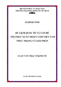 Luận văn Du lịch quốc tế và vấn đề thị thực xuất nhập cảnh Việt Nam thực trạng và giải pháp