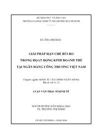 Luận văn Giải pháp hạn chế rủi ro trong họat động kinh doanh thẻ tại ngân hàng công thương Việt Nam