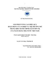 Luận văn Giải pháp nâng cao hiệu quả hoạt động của nghiệp vụ thị trường mở trong điều hành chính sách tiền tệ của ngân hàng nhà nước Việt Nam