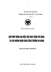 Luận văn Giải pháp nâng cao hiệu quả hoạt động tín dụng tại chi nhánh ngân hàng công thương An Giang