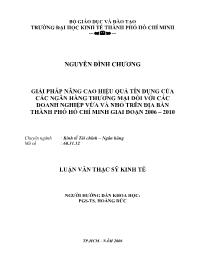 Luận văn Giải pháp nâng cao hiệu quả tín dụng của các ngân hàng thương mại đối với các doanh nghiệp vừa và nhỏ trên địa bàn thành phố Hồ Chí Minh giai đoạn 2006 – 2010