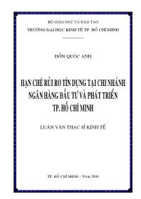 Luận văn Hạn chế rủi ro tín dụng tại chí nhánh ngân hàng đầu tư và phát triển thành phố Hồ Chí Minh