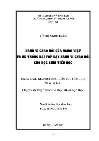Luận văn Hành vi chào hỏi của người Việt và hệ thống bài tập dạy hành vi chào hỏi cho học sinh tiểu học