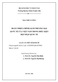 Luận văn Hoàn thiện chính sách thương mại quốc tế của Việt Nam trong điều kiện hội nhập quốc tế