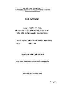 Luận văn Hoàn thiện cơ chế phân cấp ngân sách nhà nước cho các cấp chính quyền địa phương