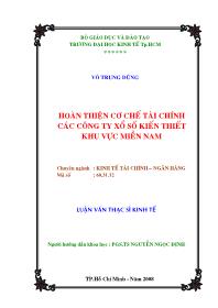 Luận văn Hoàn thiện cơ chế tài chính các công ty xổ số kiến thiết khu vực Miền Nam