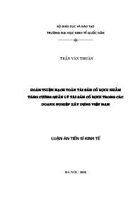 Luận văn Hoàn thiện hạch toán tài sản cố định nhằm tăng cường quản lý tài sản cố định trong các doanh nghiệp xây dựng Việt Nam