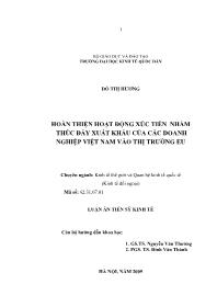 Luận văn Hoàn thiện hoạt động xúc tiến nhằm thúc đẩy xuất khẩu của các doanh nghiệp Việt Nam vào thị trường EU