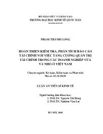 Luận văn Hoàn thiện kiểm tra, phân tích báo cáo tài chính với việc tăng cường quản trị tài chính trong các doanh nghiệp vừa và nhỏ ở Việt Nam