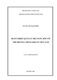 Luận văn Hoàn thiện quản lý nhà nước đối với thị trường chứng khoán Việt Nam