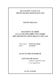 Luận văn Hoạt động tài chính của các doanh nghiệp công nghiệp trên thị trường chứng khoán ở Việt Nam