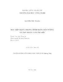 Luận văn Học xếp hạng trong tính hạng đối tượng và tạo nhãn cụm tài liệu