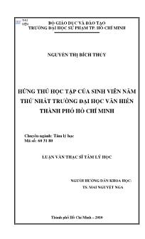 Luận văn Hứng thú học tập của sinh viên năm thứ nhất trường đại học văn hiến thành phố Hồ Chí Minh