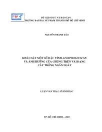 Luận văn Khảo sát một số đặc tính azospirillum sp. và ảnh hưởng của chúng trên vài dạng cây trồng ngắn ngày