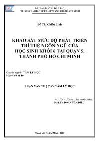 Luận văn Khảo sát mức độ phát triển trí tuệ ngôn ngữ của học sinh khối 6 tại quận 5, thành phố Hồ Chí Minh