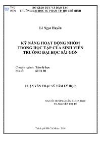 Luận văn Kỹ năng hoạt động nhóm trong học tập của sinh viên trường đại học Sài Gòn