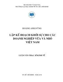 Luận văn Lập kế hoạch khởi sự cho các doanh nghiệp vừa và nhỏ Việt Nam