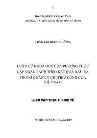 Luận văn Luận cứ khoa học của phương thức lập ngân sách theo kết quả đầu ra trong quản lý chi tiêu công của Việt Nam