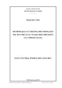 Luận văn Mô hình quản lý trường phổ thông dân tộc bán trú ở các xã đặc biệt khó khăn của tỉnh Hà Giang
