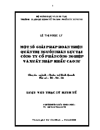 Luận văn Một số giải pháp hoàn thiện quản trị nguồn nhân lực tại công ty cổ phần công nghiệp và xuất nhập khẩu cao su