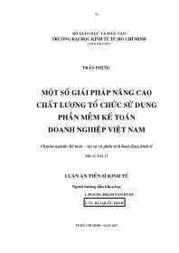 Luận văn Một số giải pháp nâng cao chất lượng tổ chức sử dụng phần mềm kế toán doanh nghiệp Việt Nam