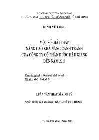 Luận văn Một số giải pháp nâng cao khả năng cạnh tranh của công ty cổ phần dược Hậu Giang đến năm 2010