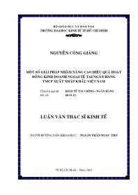 Luận văn Một số giải pháp nhằm nâng cao hiệu quả hoạt động kinh doanh ngoại tệ tại ngân hàng thương mại cổ phần xuất nhập khẩu Việt Nam