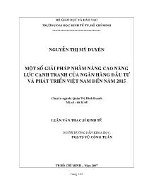 Luận văn Một số giải pháp nhằm nâng cao năng lực cạnh tranh của ngân hàng đầu tư và phát triển Việt Nam đến năm 2015