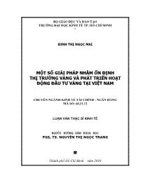 Luận văn Một số giải pháp nhằm ổn định thị trường vàng và phát triển hoạt động đầu tư vàng tại Việt Nam