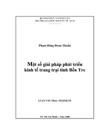 Luận văn Một số giải pháp phát triển kinh tế trang trại tỉnh Bến Tre